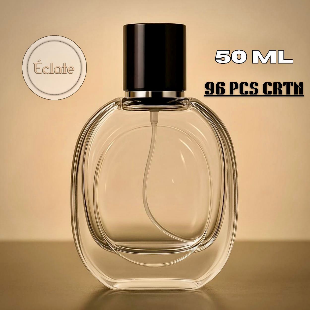 50 ML GLASS EMPTY PERFUME BOTTLE WITH SPRAY PUMP & CAP